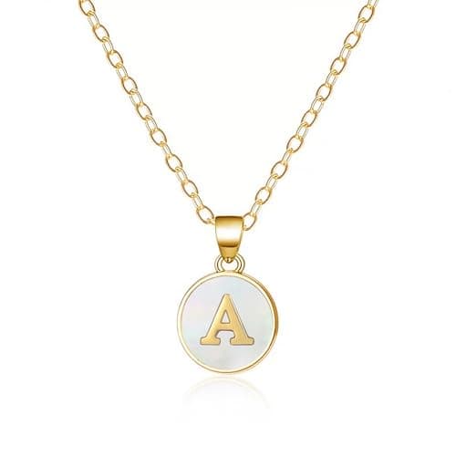 PNNY AMDA Initial Necklace for Women: 18K Gold Plated Nature Shell Pendant – Letter Necklace for Women Trendy Jewelry Gifts (A.) XL-BKZM-A - Image 1