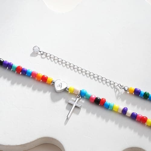 C-leen First Holy Communion Gifts for Girls - 18K White Gold Plated Initial Cross Heart Necklaces First Baptism Communion Confirmation Letter N Necklace Easter Gifts for Kids Teens - Thumbnail 4