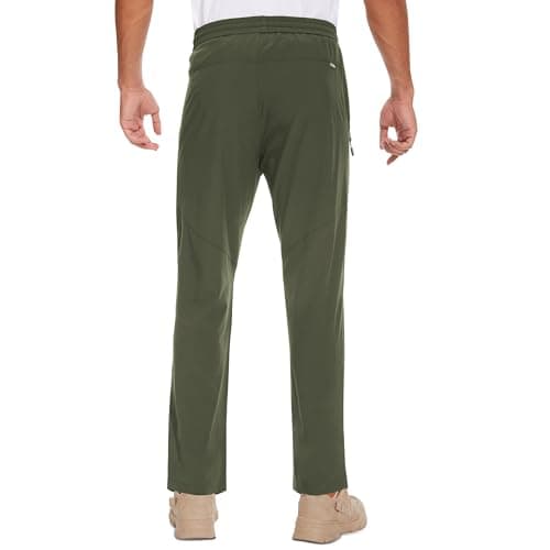 MOURCE Men's Quick-Dry Glide Golf Pants - Lightweight Men Workout Sweatpants, Army Green S - Thumbnail 2