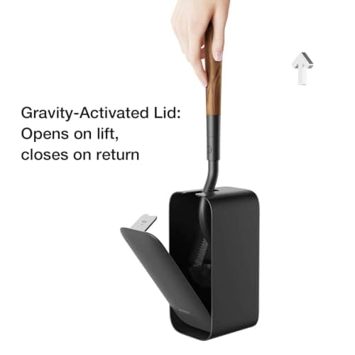 Wooden Toilet Bowl Brush, Diveotree Toilet Brush and Holder for Dead Corner Cleaning Wall Mounted Toilet Cleaner Brush for Bathroom Decor, Toilet Scrubber Brush for RV Bathroom (Black) - Thumbnail 5