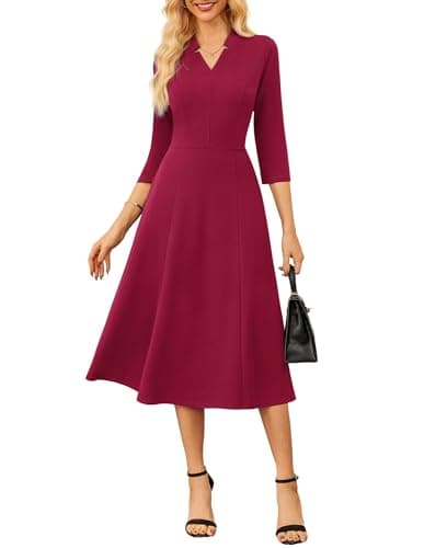 GRACE KARIN Business Dress for Women Professional,Dark Red Dress,3/4 Sleeve Cocktail Dresses M - Image 1