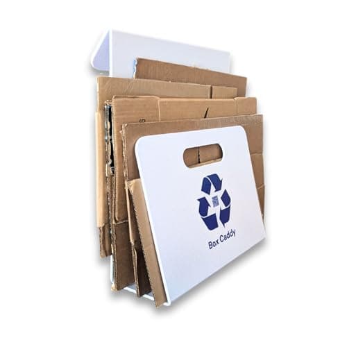 Box Caddy - Cardboard Recycling Organizer. The ultimate solution to store, transport, and recycle your boxes. Eliminates cardboard clutter. (White/Blue) - Image 1