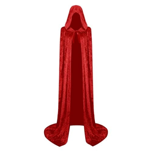 Fimyyao Hooded Cloak Velvet Cape with Hood Halloween Capes for Women Witch Costume Vampire Cloak Wizard Robe Cosplay - Image 1