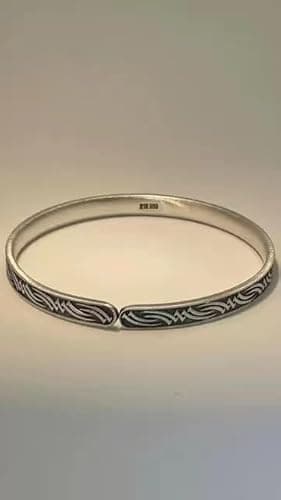 Sylphalite ArtisanCraft Handcrafted 999 pure silver bracelet for menSilver Men's Cuff Bracelet – Vintage Tribal Engraved Hip-Hop Bangle, Hypoallergenic Luxury Gift for Him, Groomsmen, Anniversary or Graduation - Thumbnail 4
