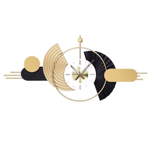 AXAORIRA 39x18 Inch Modern Decorative Wall Clock Battery Operated, Unique Silent Non-Ticking Large Clocks for Living Room, Kitchen, Bedroom, Office – Abstract Design Timepiece