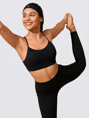 Aoysky Womens Buttery Soft Racerback Sports Bra Padded Strappy Workout Running Yoga Gym Crop Tops with Built in Bras Black - Thumbnail 2