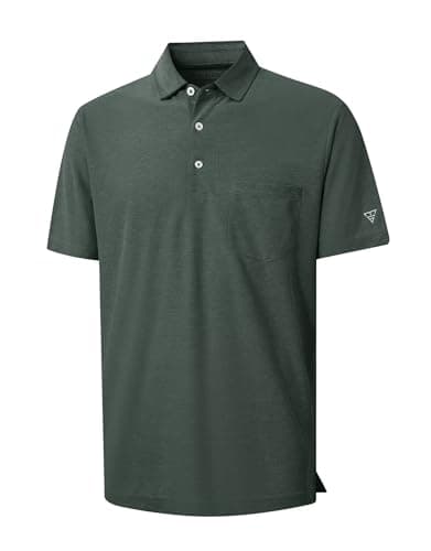 M MAELREG Golf Shirts Short Sleeve Casual Heather Performance Sports Stretch Casual UPF Designed Mens Polo Shirts Dark Green