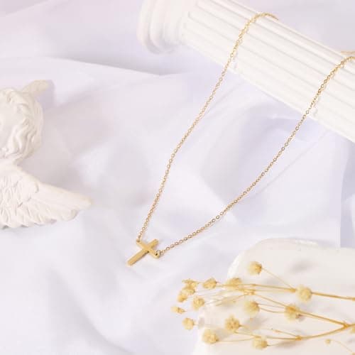 JNZSSWHJJH Cross Necklace for Women - 18K Gold Plated Womens Cross Necklace Gold Jewelry Easter Basket Essentials Stuffers Fillers Christian Religious Christmas Gifts for Women Teens - Thumbnail 6