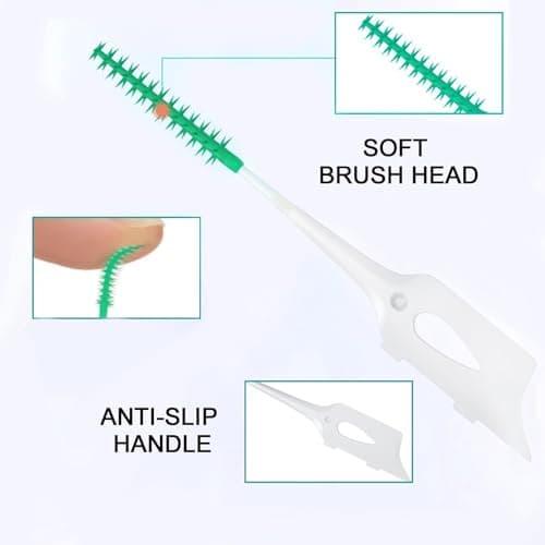 Maoerdental 300 Pieces Dual-Use Interdental Brushes Soft Silicone, Disposable Dental Picks,Premium Dental Floss Picks for Effective Teeth Cleaning (300pcs Black) - Thumbnail 2