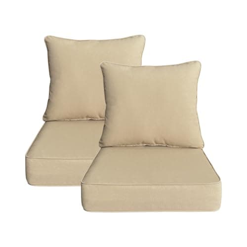 Garden lucky Outdoor 22"x24" Deep Seat Patio Cushion Set of 2, Outdoor Chair Cushions with Water-Resistant UV Resistant Weather Resistant Sectional Sofa Pad and Removable Covers,Beige - Image 1
