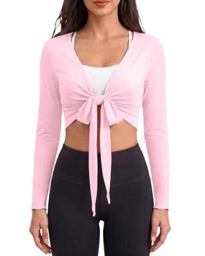 MFAVIP Womens Wrap Tops Long Sleeve Pilates Dance Shirts Yoga Workout Tops - Image 1