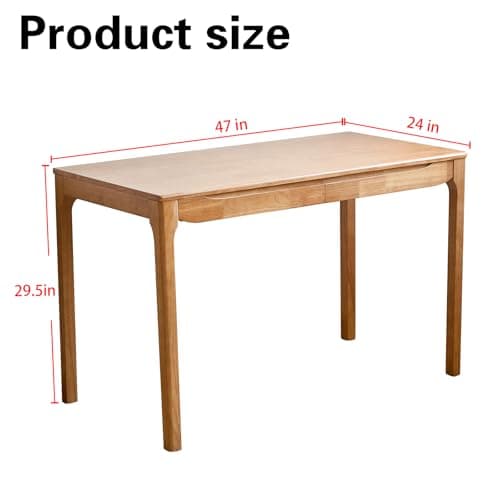 SUSVQLXG 47"x24" Solid Wood Desk with Drawers,Wood Writing Desk for Small Spaces, Home Office Desks for Work,Gaming Study PC Desk for Bedroom,Student Computer Desks(Natural Wood Color, 47 inch) - Thumbnail 2
