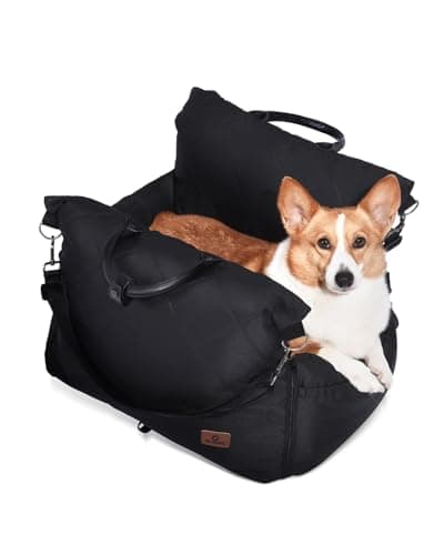 PET MARVEL Dog Car Seat for Small Dogs Up to 25 lbs, Pet Booster Seat & Travel Carrier with Safety Leash and Thick Cushion, Fully Detachable Washable Pet Bag with Storage Pocket, Portable, Black - Image 1