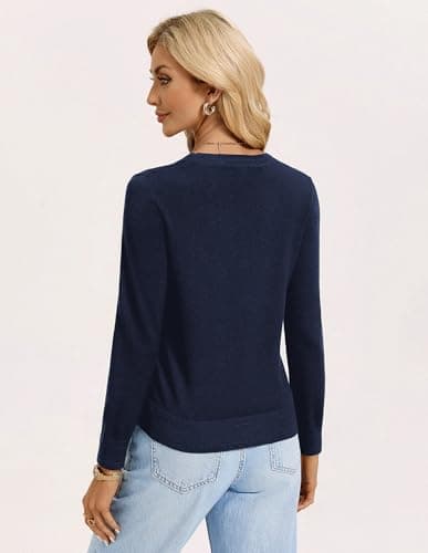 GRACE KARIN Womens Navy Cardigan Sweaters Lightweight Button Up V-Neck Spring Cardigans Trendy Summer Knit Shrug XL - Thumbnail 4