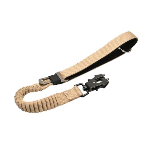 20” Strong Short Leash for Dog, Heavy Duty Bungee Dogs Leash with Padded Handle Car Seatbelt, Small Dog Training Leashs for Large or Medium Dogs - Can be Used with Other leashes (Khaki) - Image 1