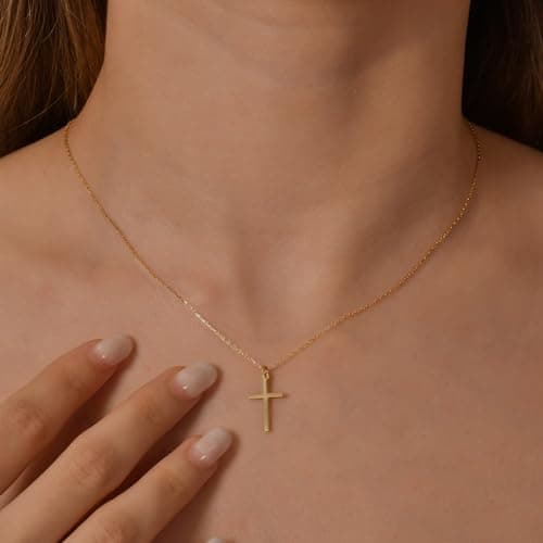 JNZSSWHJJH Cross Necklace for Women - 18K Gold Plated Cross Pendent Necklace for Women Trendy Gold Jewelry Easter Basket Essentials Stuffers Fillers Christian Religious Christmas Gifts - Thumbnail 5