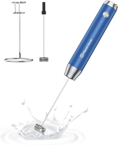 Maestri House Rechargeable Milk Frother with Stand, LunaFro Handheld Electric Foam Maker Waterproof Detachable Stainless Steel Whisk Drink Mixer Foamer for Lattes, Cappuccino - Image 1