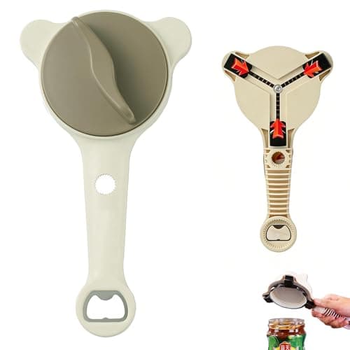 2026 New 4-in-1 Jar Opener for Seniors with Weak Hands, Manual Can Opener & Adjustable Lid Opener for Arthritis, Heavy Duty Bottle Opener, Cute Bear Design(1Grey) - Image 1