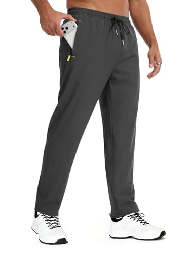 Peakwell Men's Lightweight Hiking Pants Quick-Dry Outdoor Sweatpants Workout with Zipper Pockets, Dark Grey, Medium - Image 1