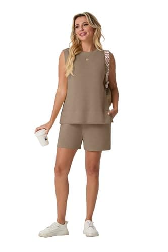 Lepunuo Women's Summer 2 Piece Outfits Sleeveless Tank Top Matching Shorts Workout Set Vacation Tracksuit - Thumbnail 3