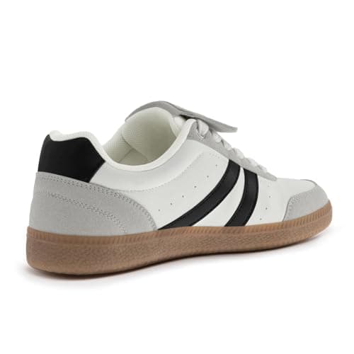 Rihero Women's Fashion Sneakers Tennis Walking Shoes Lace-Up Comfortable Non Slip Casual Sneakers White Black Size 9 - Thumbnail 4