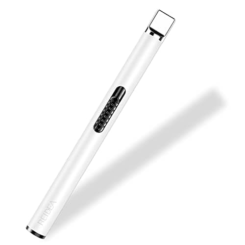 REIDEA USB Candle Lighter, Windproof Flameless Electronic Rechargeable with Safety Protector Button for Home Candle Outdoor Activities (White) - Image 1