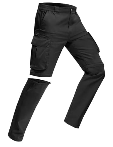 AOHIKE Convertible Hiking Pants Men - Stretch Quick Dry Zip Off Lightweight Cargo Pants for Men Safari Camping, Black - Image 1