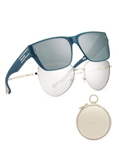 BENEUNDER Polarized Fit Over Sunglasses for Womens & Men, Classic Square Lightweight Folding Sunglasses for Nearsightedness - Image 1