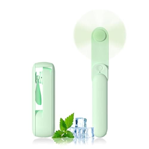 Portable Handheld Fan, 2 IN 1 Mini Hand Fan, Battery Operated [8-15 Working Hours], USB Rechargeable Personal Foldable Fan for Indoor, Small Pocket Fans Travel Essentials for Outdoor (Green) - Image 1