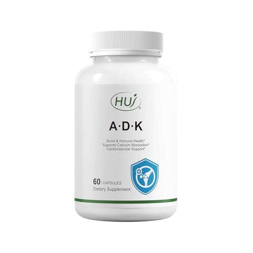 HUJ ADK Supplement, 60 Capsules, Calcium, Vitamins A, D3, K2 (MK-7) - Image 1