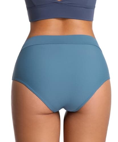 COCOPEAR V Cut Mid Rise Bikini Bottoms for Women Cross Front Bathing Suit Bottoms for Women Cornflower Blue L - Thumbnail 5
