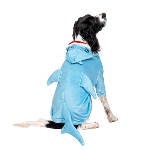 NACOCO Halloween Shark Dog Costume - Pet Christmas New Year Hoodie Warm Party Coat Outfit for Small and Medium Cat Dog Clothes(Blue Shark,XL) - Thumbnail 3