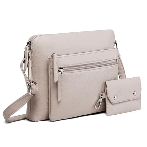 Goinsound Crossbody Purses for Women Small Organizer Crossbody Bags for Women Built in RFID Wallet Beige - Image 1