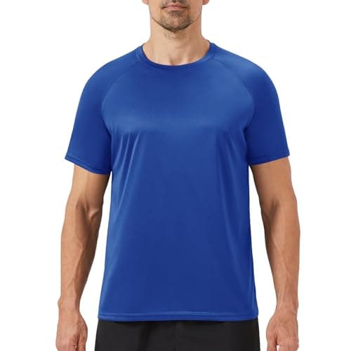 BOOJO Workout Mens Shirts - Casual Royal Blue Quick Dry Moisture Wicking T-Shirts Crew Neck Short Sleeve for Gym Athletic Running - Image 1