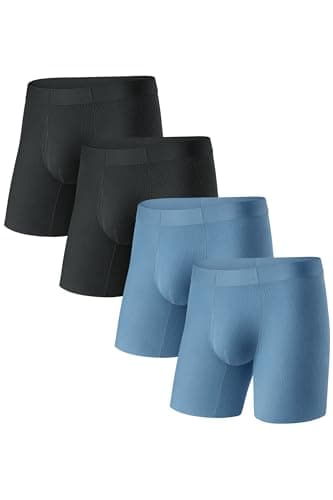 GOOTUCH Men's Breathable Cool Underwear, Moisture Wicking Odor Control Boxer Briefs, Seamless Thin Waistband & Quick Dry (2 Black, 2 Grey Blue,Small) - Image 1