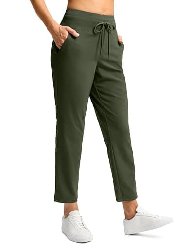 G Gradual Pants for Women High Waisted Golf Pants 2 Pockets 7/8 Ankle Sweatpants for Athletic Travel Casual Lounge Work, Army Green, X-Large - Image 1