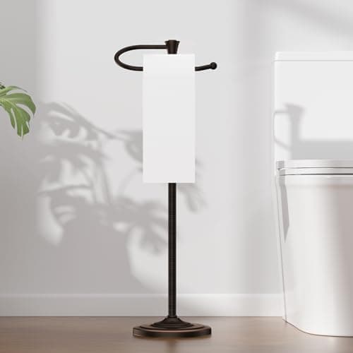 Toilet Paper Holder Free Standing, 25” H Stainless Steel Oil Rubbed Bronze Toilet Paper Stand, Weighted Base Floor Tissue Roll Holder for Bathroom,Toilet Roll Stand - Thumbnail 6
