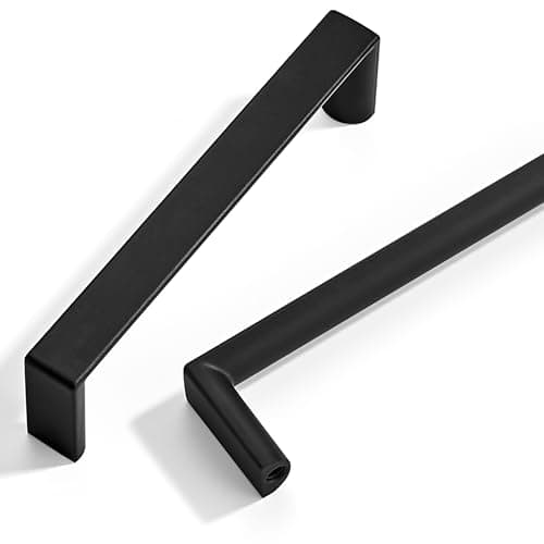 Synkylux 10 Pack Matte Black Cabinet Pulls 3-3/4-inch(96mm) Hole Center Kitchen Cabient Hardware Cabinet Handles Drawer Pulls,Cabinet Pulls,Cupboards, Dressers and Square Solid Metal Hardware - Image 1
