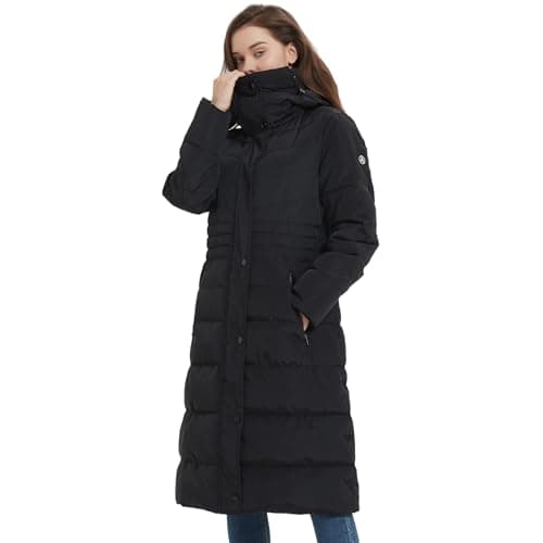 IKAZZ Winter Warm Coats, Women's Luxurious Fashion Windproof Down Quilted Long Parkas Outerwear, Rain Water-Resistant Thick Insulated Hooded Puffer Jacket, Black XL - Image 1