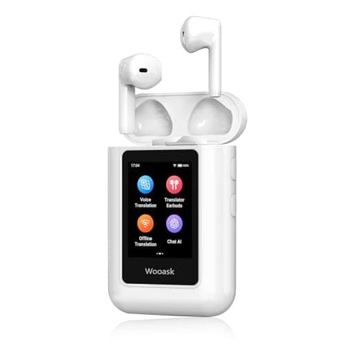 Wooask A8 Translation Earbuds Real Time with ChatGPT, Offline Translator Earbuds No APP Needed, 144 Languages Two-Way Voice Translation for Travel & Business (White, Offline) - Image 1
