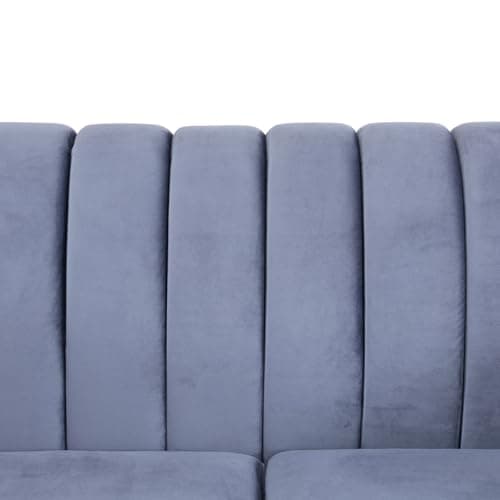 FUOROLA Chesterfield Velvet Sofa Set, Button Tufted Velvet Sofa Living Room Couch with Nailhead Trim, 3 Piece Living Room Furniture Set (Grey) - Thumbnail 5