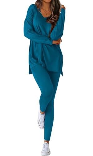 BTFBM Two Piece Sets for Women 2026 Casual Lounge Set Matching Oversized Shirts Leggings Workout Airport Travel Outfits(Malachite Green, Small) - Image 1