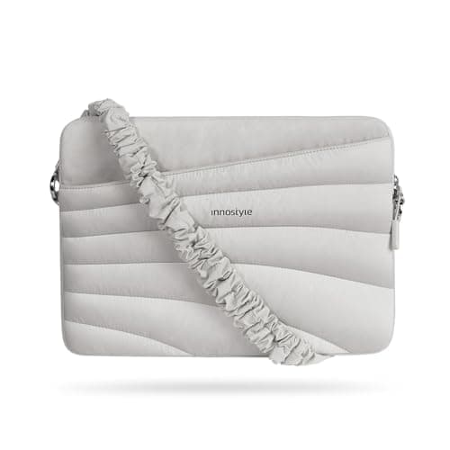 Puffy Laptop Sleeve Bag 15 16in with Detachable Strap, Protective Case for MacBook Air Pro (Grey, 16 inch) - Image 1