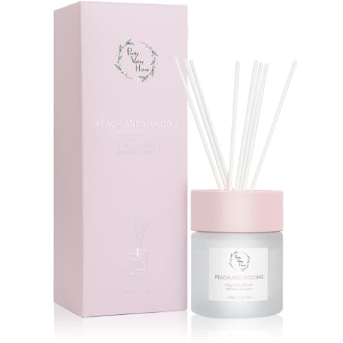 Reed Diffuser Set, Pretty Valley Home Diffuser 100Ml / 3.38fl OZ Gift Box - Includes Reed Diffuser Sticks, Fragrance Oil, and Glass Bottle for Bathroom Office Living Room Decor (White Peach & Oolong) - Image 1