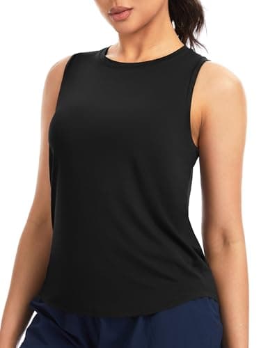 THE GYM PEOPLE Women's Racerback Workout Tank Tops Soft Breathable Yoga Running Sleeveless Athletic Shirts Black - Image 1