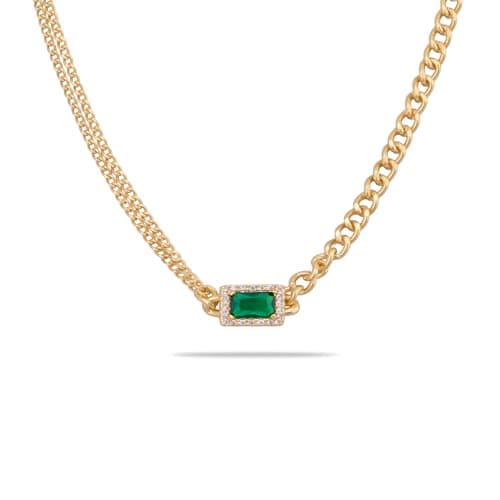 Milan Chiva 14K Gold Chunky Choker Plated Square Pendant Necklace for women, Dainty Trendy Non Tarnish Pendant Charm Stacked Necklaces Fashion Jewelry for Women MNS-1035GD - Image 1