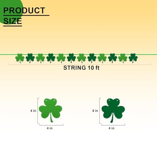 Oeyliz St Patricks Day Decorations Shamrock Garland Banner Garlands 4 Pack Clover Pattern Hanging Banner St Patricks Day Decor Green Party Decorations for Saint Patrick Party Supplies - Thumbnail 5