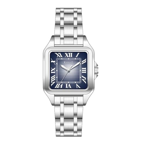 KNISKRED Classic Square Watch for Men with Vintage Roman Numeral and Solid Stainless Steel Band (Gradient Blue)