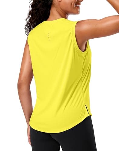 G Gradual Women's Sleeveless Workout Tops Lightweight High Neck Tennis Yoga Shirts Running Athletic Tank Tops for Women(Yellow,XL) - Image 1