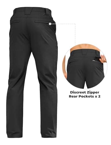MOURCE Hiking Pants Men 32" - Lightweight Quick Dry Travel Pants for Men with Pockets, Black 32L - Thumbnail 5